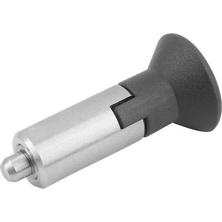 Kipp Indexing Plunger W Locking Slot Size:3, Form:M, Stainless Steel Not Hardened, Comp: Plastic, Black K0346.12308